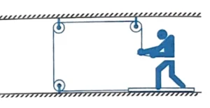 Pulley Problem with mass geometrically connected and moving vertically and some horizontally / along an incline 5